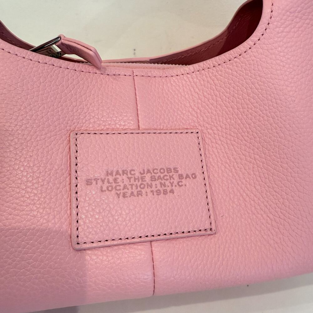 Marc Jacobs Women's Ribbon Pink The Mini Sack Leather Top Handle Bag Authentic - Picture 6 of 16